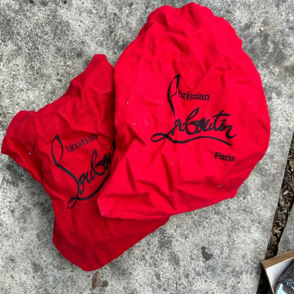 Christian Louboutin Metallic Grey Glitter Very Prive Peep Toe Pumps, Size 38.5 - Picture 3 of 16